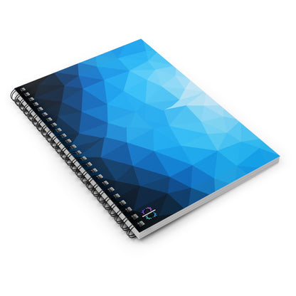 Spiral Notebook, Blue Monochrome Geometric Design, 120 Pages, 100% Paper 90gsm Pages, 6" x 8" Blue Journal, 118 ruled line pages (59 sheets), Metal Spiral BindingSush Dopamine Decor