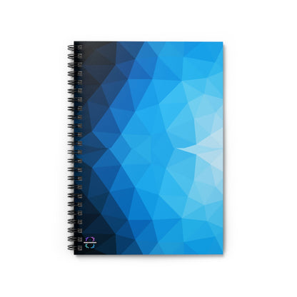 Spiral Notebook, Blue Monochrome Geometric Design, 120 Pages, 100% Paper 90gsm Pages, 6" x 8" Blue Journal, 118 ruled line pages (59 sheets), Metal Spiral BindingSush Dopamine Decor