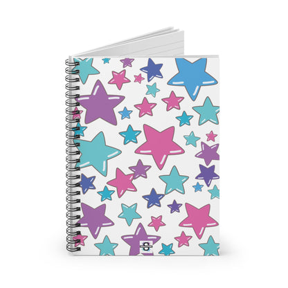 Spiral Notebook - Star design, cute pink, purple blue starsSush Dopamine Decor