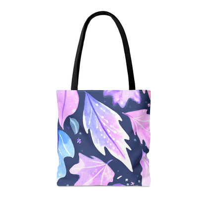 Tote Bag (AOP) purple pink leaves designSush Dopamine Decor