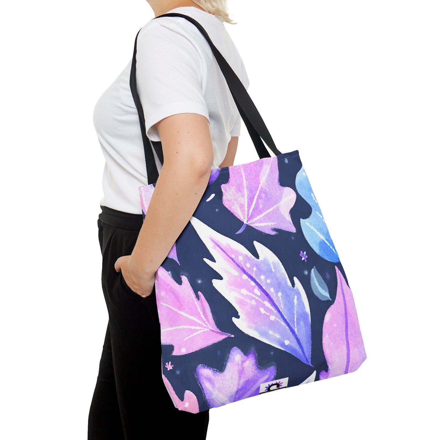 Tote Bag (AOP) purple pink leaves designSush Dopamine Decor