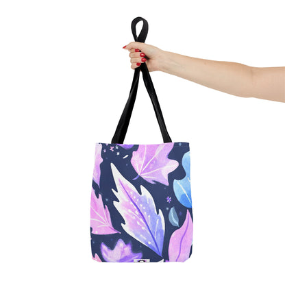 Tote Bag (AOP) purple pink leaves designSush Dopamine Decor