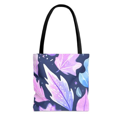 Tote Bag (AOP) purple pink leaves designSush Dopamine Decor