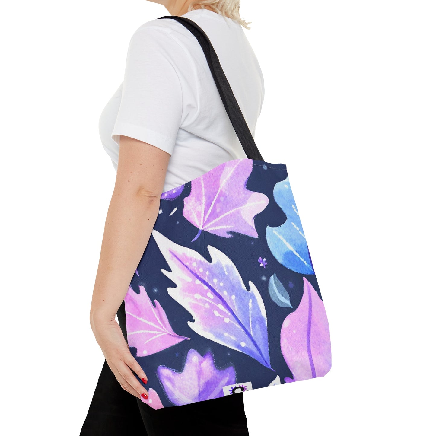 Tote Bag (AOP) purple pink leaves designSush Dopamine Decor