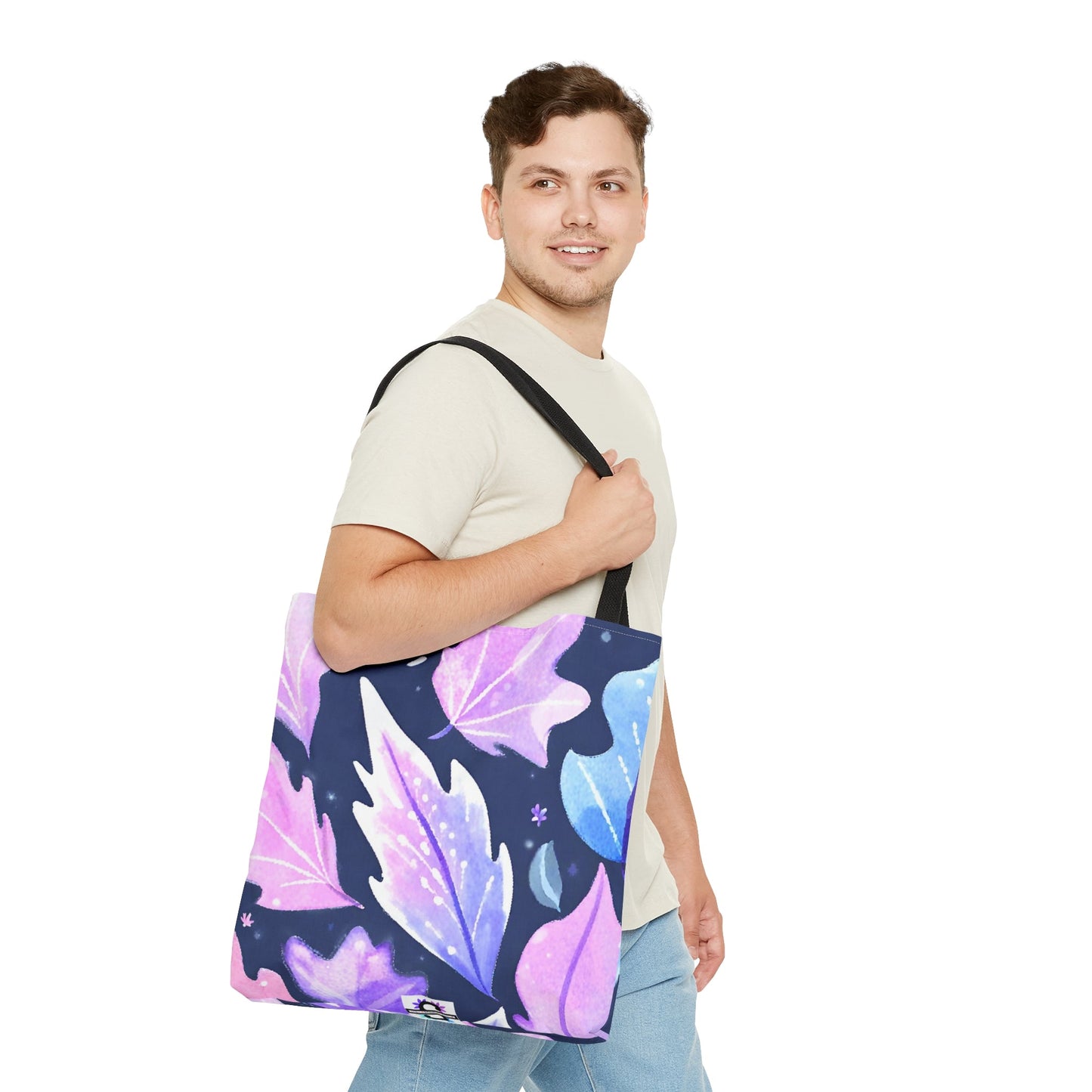 Tote Bag (AOP) purple pink leaves designSush Dopamine Decor