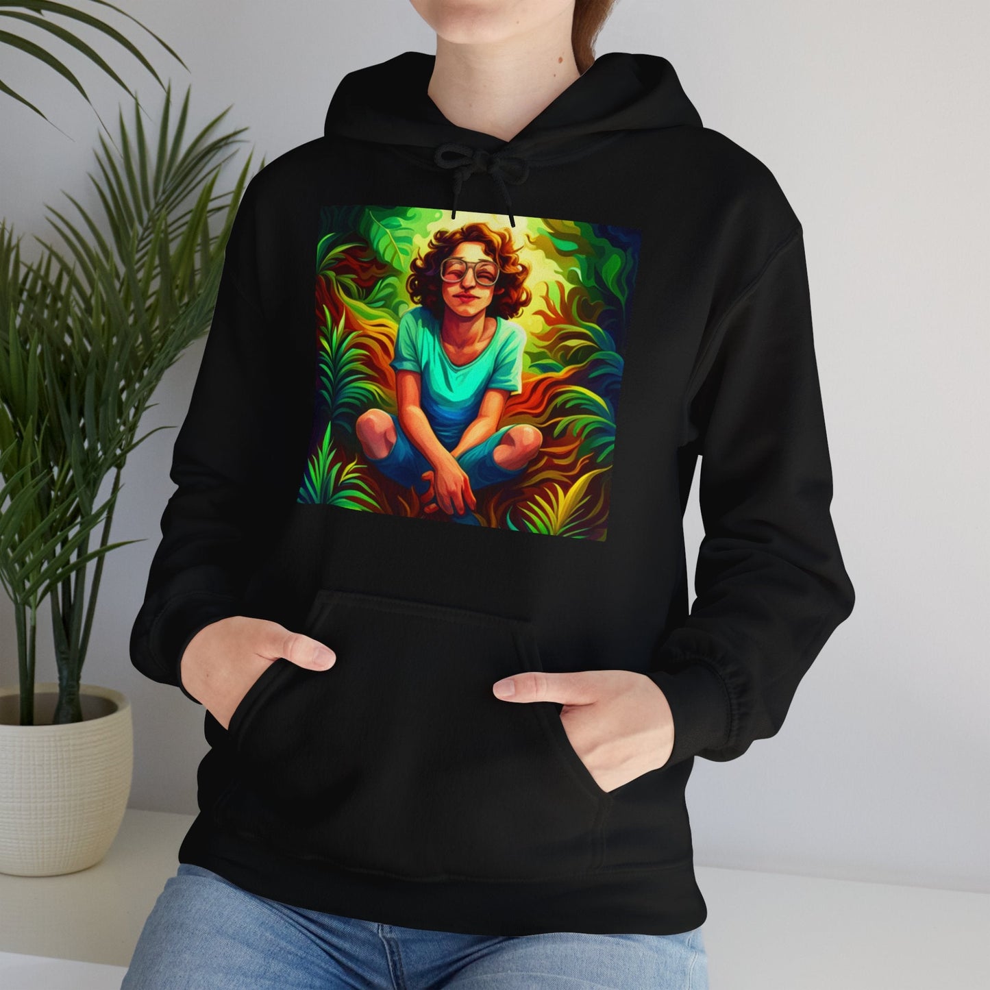 Trippy Forest Vibes: Happy Girl's Manifest Unisex Hoodie for Comfort & AdventureSush Dopamine Decor