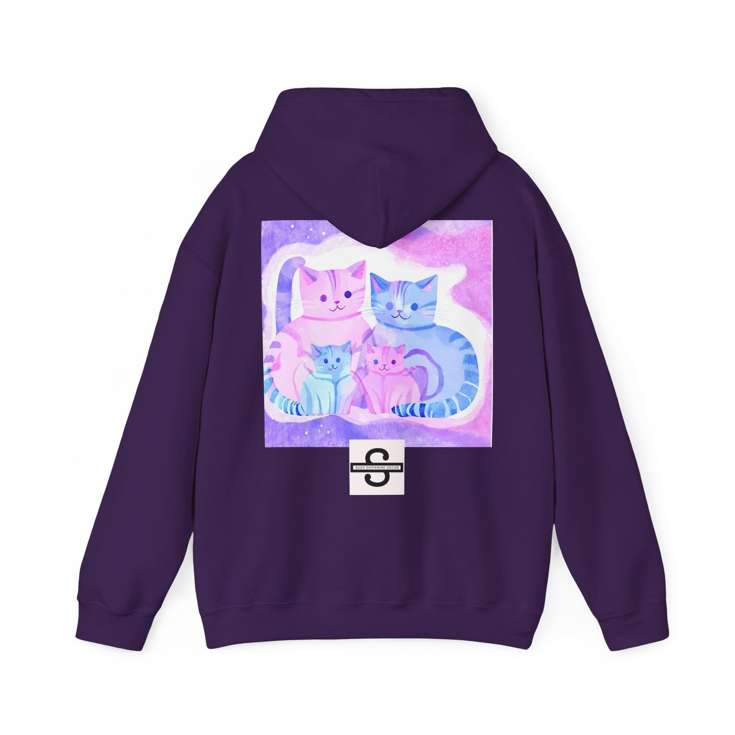 Unisex Heavy Blend™ Hooded Sweatshirt - Cute Cat FamilySush Dopamine Decor