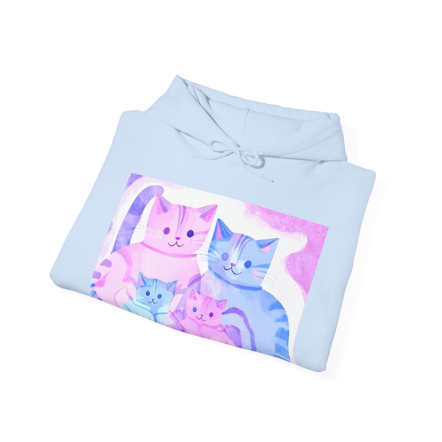 Unisex Heavy Blend™ Hooded Sweatshirt - Cute Cat FamilySush Dopamine Decor