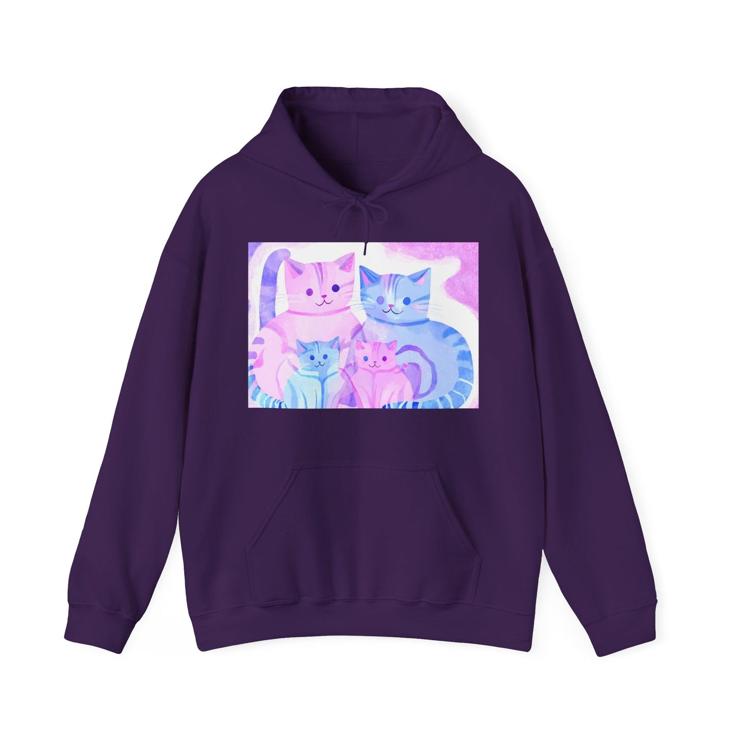 Unisex Heavy Blend™ Hooded Sweatshirt - Cute Cat FamilySush Dopamine Decor