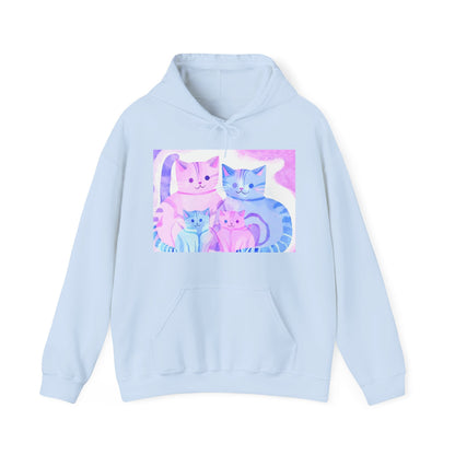 Unisex Heavy Blend™ Hooded Sweatshirt - Cute Cat FamilySush Dopamine Decor