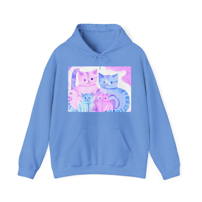 Unisex Heavy Blend™ Hooded Sweatshirt - Cute Cat FamilySush Dopamine Decor