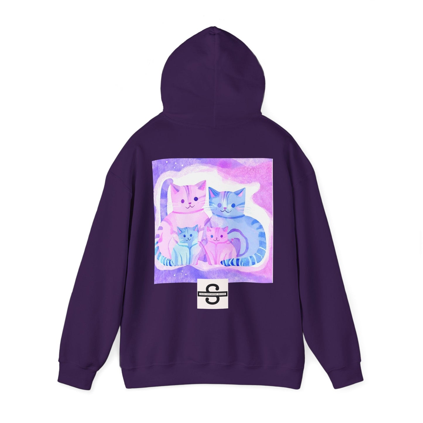 Unisex Heavy Blend™ Hooded Sweatshirt - Cute Cat FamilySush Dopamine Decor