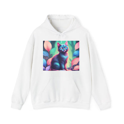 Unisex Heavy Blend™ Hooded Sweatshirt - Psychedelic Cat in a Forest HoodieSush Dopamine Decor