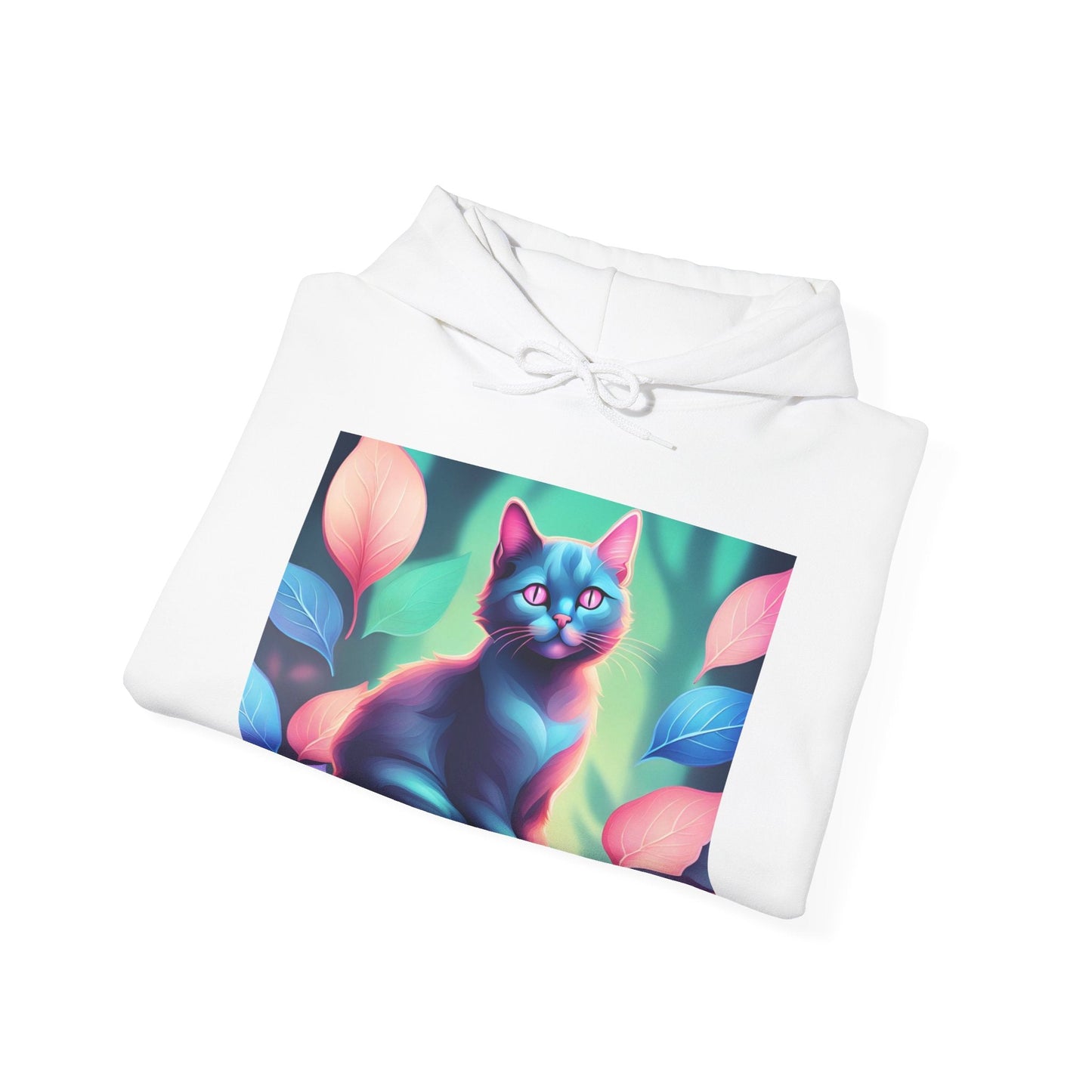 Unisex Heavy Blend™ Hooded Sweatshirt - Psychedelic Cat in a Forest HoodieSush Dopamine Decor