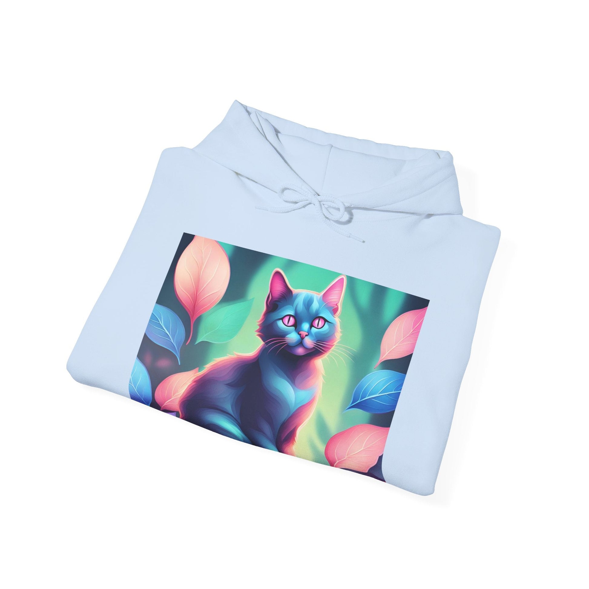 Unisex Heavy Blend™ Hooded Sweatshirt - Psychedelic Cat in a Forest HoodieSush Dopamine Decor