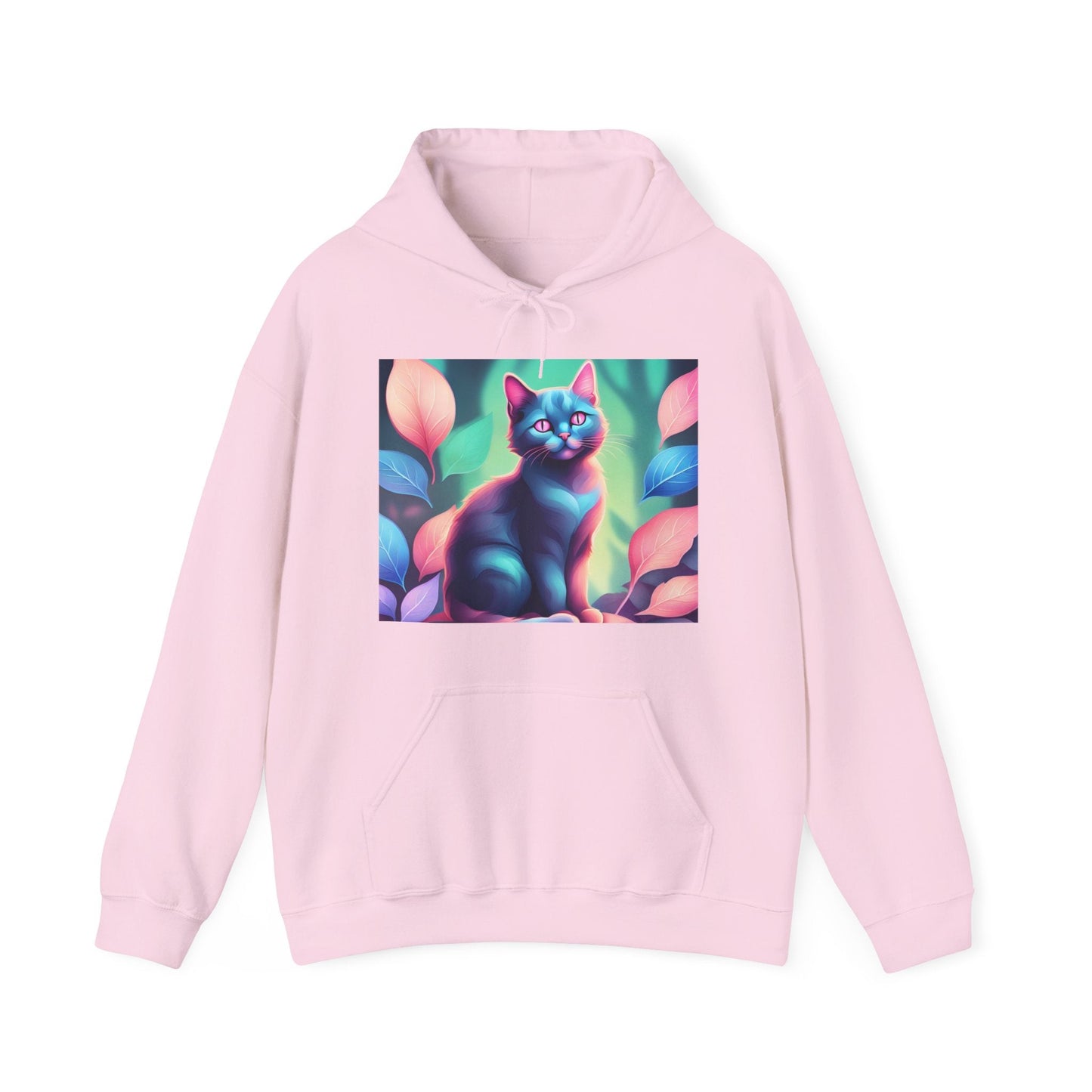 Unisex Heavy Blend™ Hooded Sweatshirt - Psychedelic Cat in a Forest HoodieSush Dopamine Decor