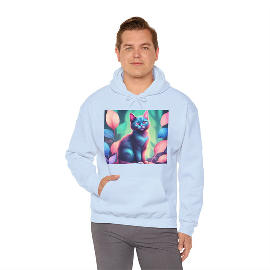 Unisex Heavy Blend™ Hooded Sweatshirt - Psychedelic Cat in a Forest HoodieSush Dopamine Decor