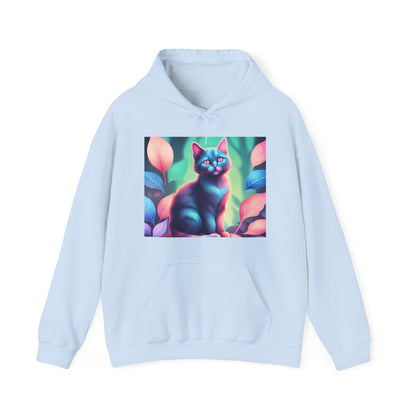 Unisex Heavy Blend™ Hooded Sweatshirt - Psychedelic Cat in a Forest HoodieSush Dopamine Decor