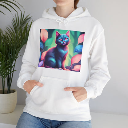 Unisex Heavy Blend™ Hooded Sweatshirt - Psychedelic Cat in a Forest HoodieSush Dopamine Decor