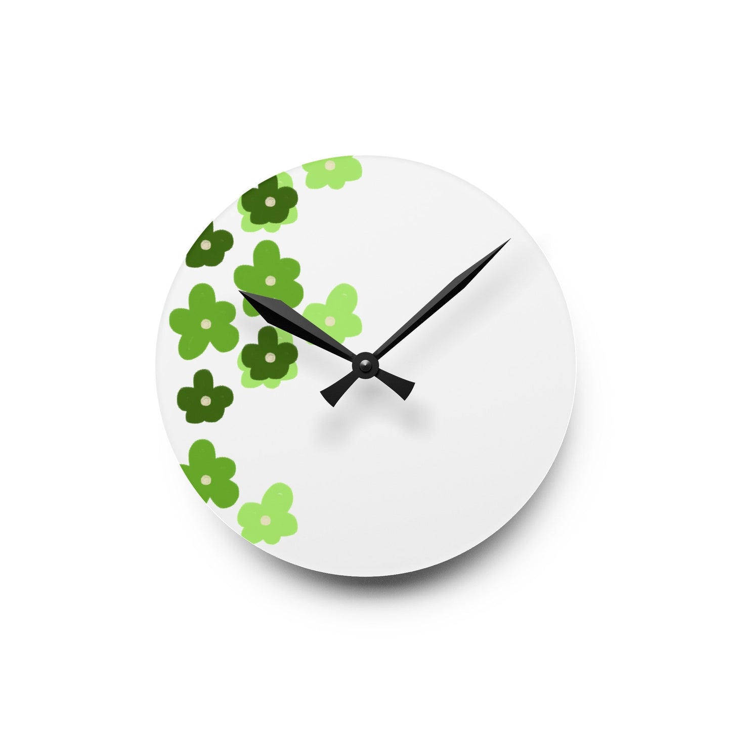 White and Green Acrylic Wall ClockSush Dopamine Decor