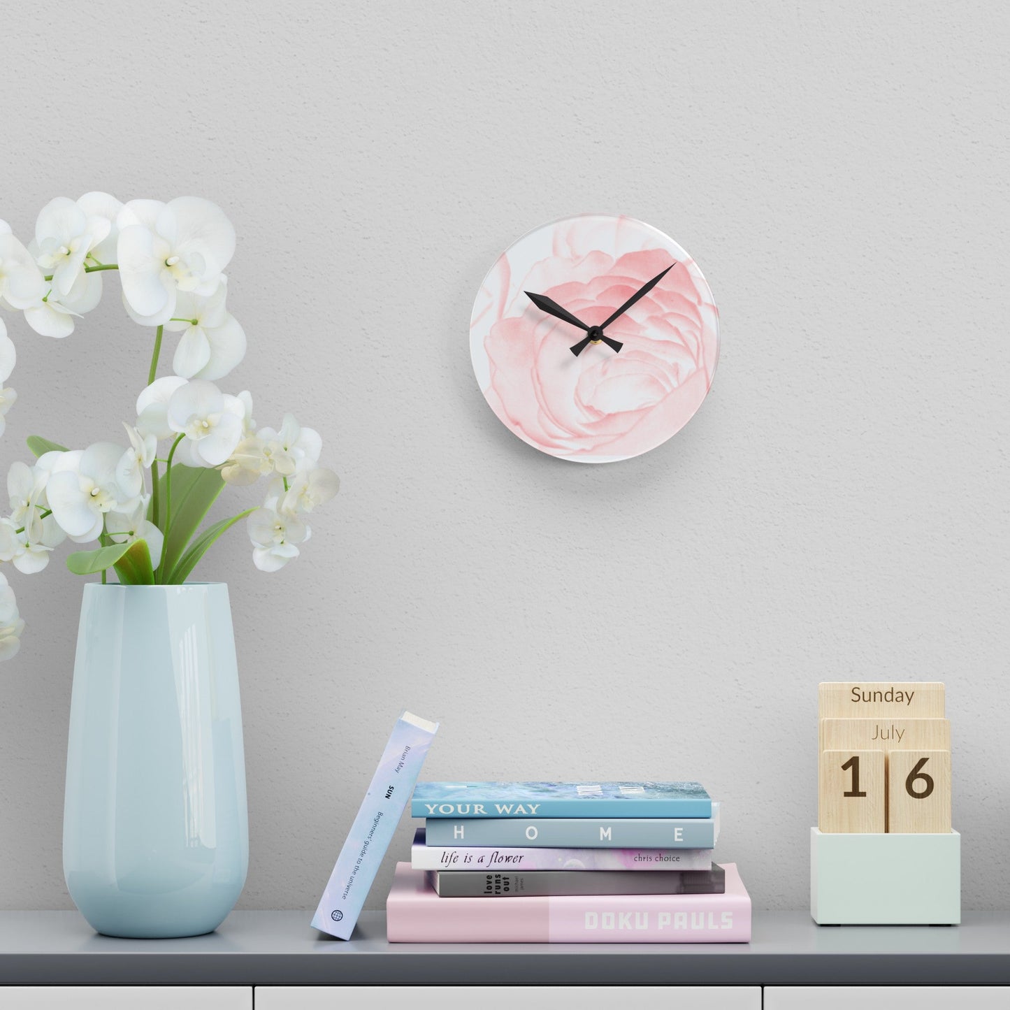 White and Pink Acrylic Wall ClockSush Dopamine Decor