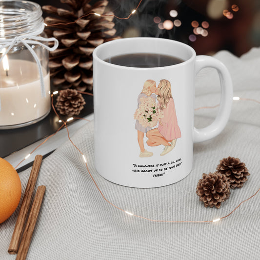 White Mug For Mothers, Mother Daughter Print, Ceramic Coffee Mug For Mom, Mug 11oz, Mother's Day GiftSush Dopamine Decor