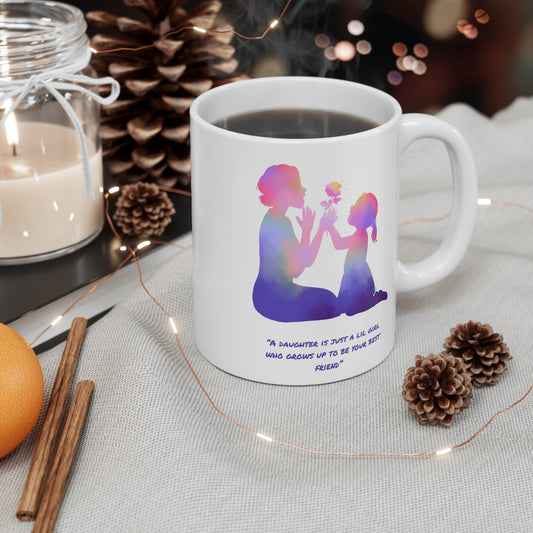 White Mug For Mothers, Purple Gardient Mother Daughter Bond Print, Ceramic Coffee Mug For Mom, Mug 11oz, Mother's Day Gift.Sush Dopamine Decor