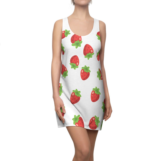 Women's Cut & Sew Strawberry print Racerback Dress | ApparelSush Dopamine Decor