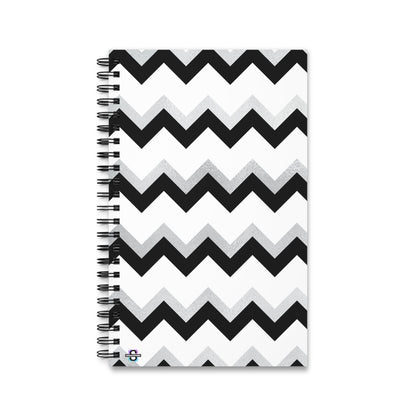 Zigzag Black & White Notebook, 160 pages (80 sheets), Spiral binding, Cute StationarySush Dopamine Decor