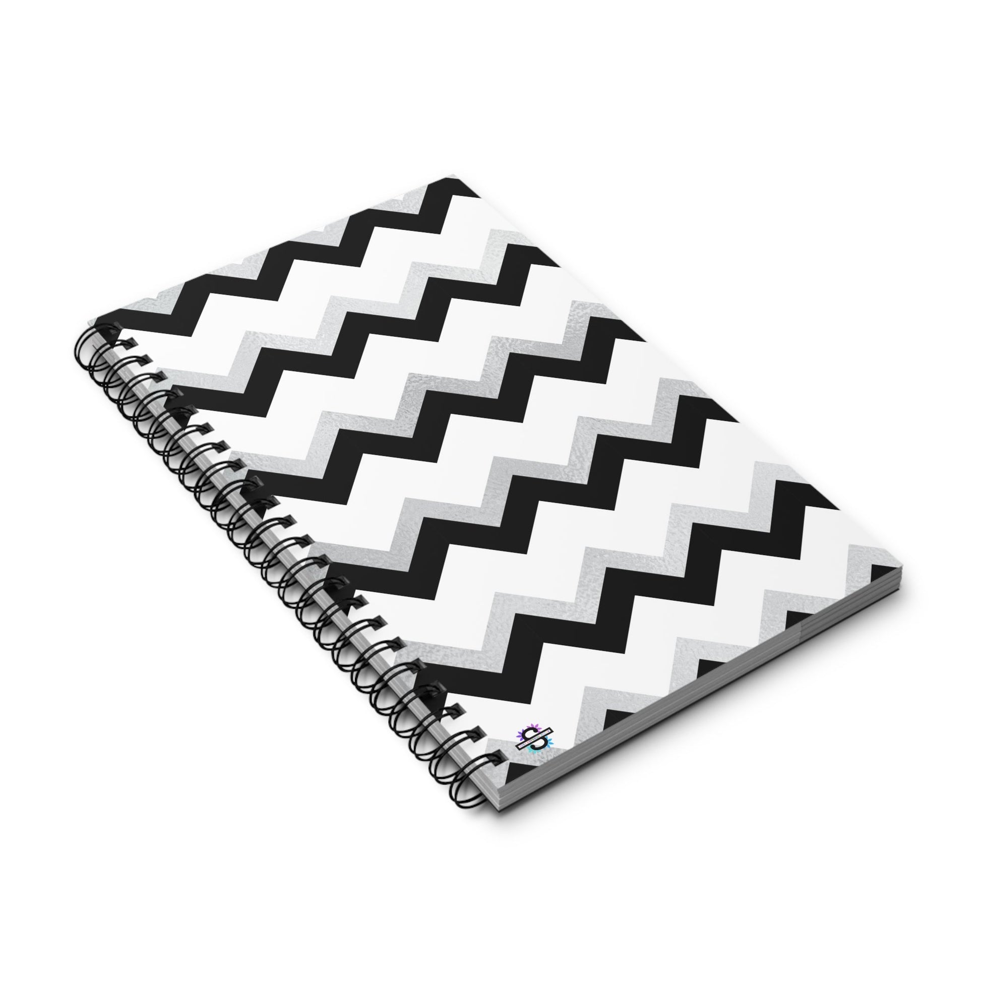 Zigzag Black & White Notebook, 160 pages (80 sheets), Spiral binding, Cute StationarySush Dopamine Decor